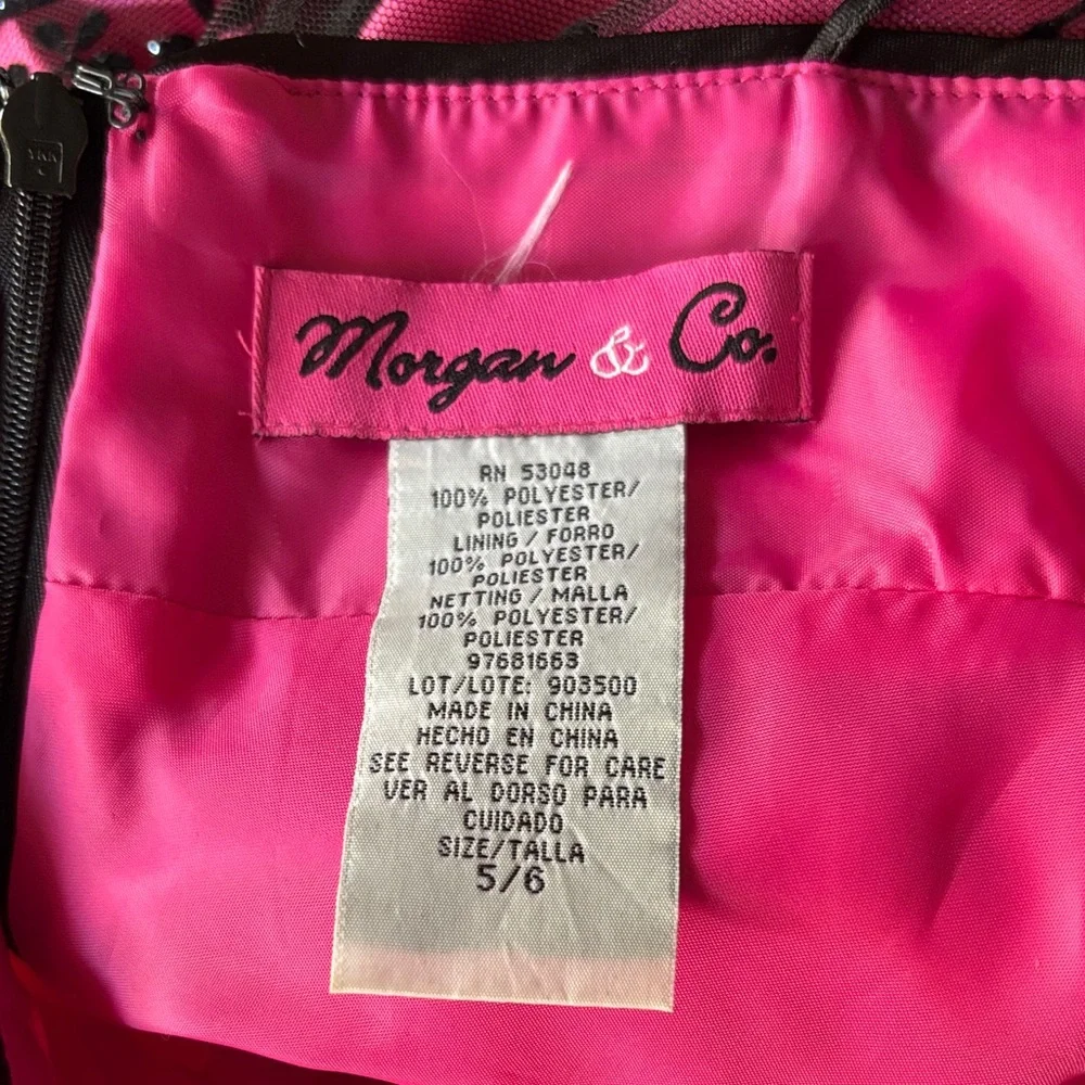Vintage Y2K Morgan and Co‎ Lace Mini Flare Dress Pink Black Size 5/6 Formal